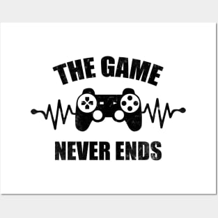 game never ends heartbeat controller gamer quote gaming Posters and Art